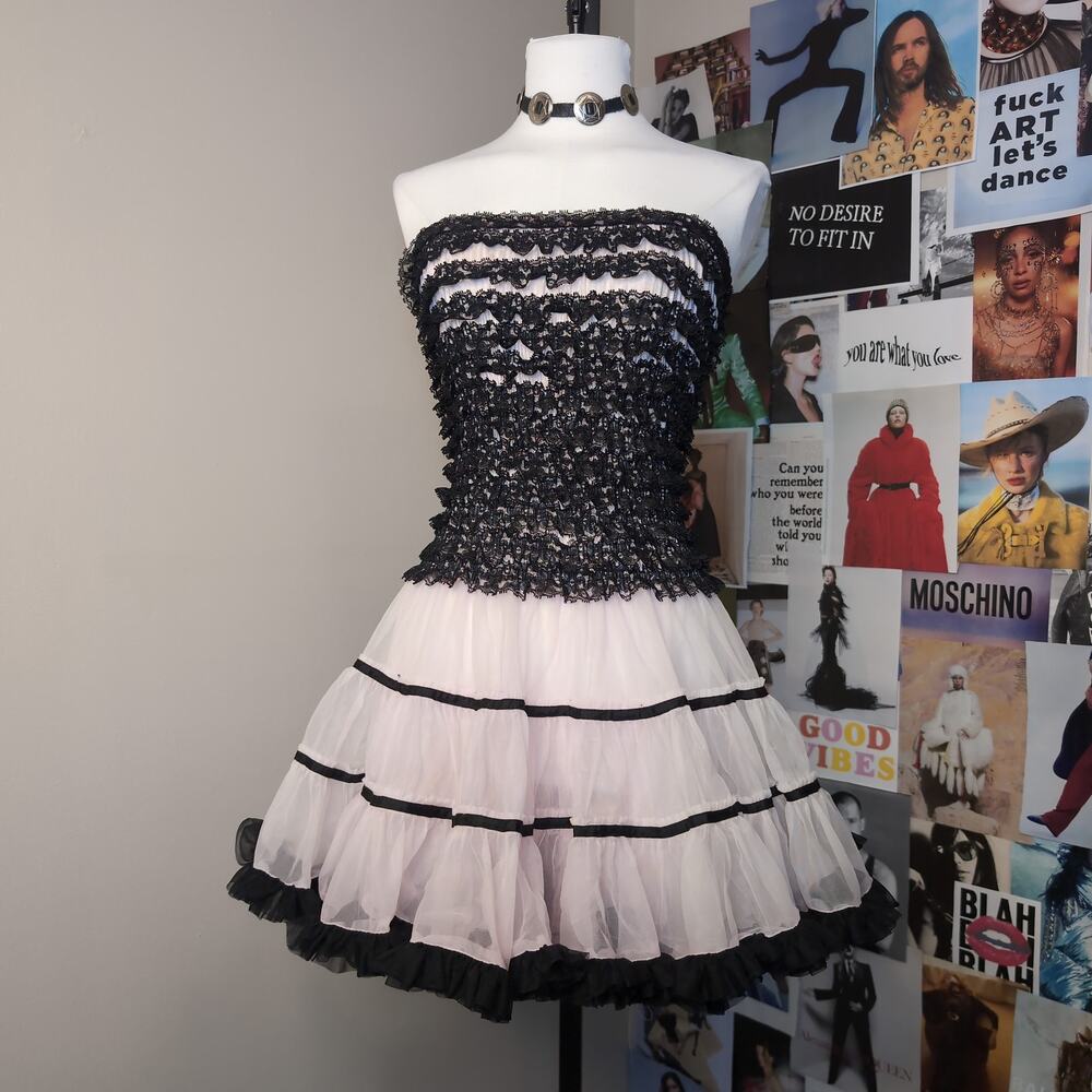 Strapless Lace Ruffle Mini Dress Western